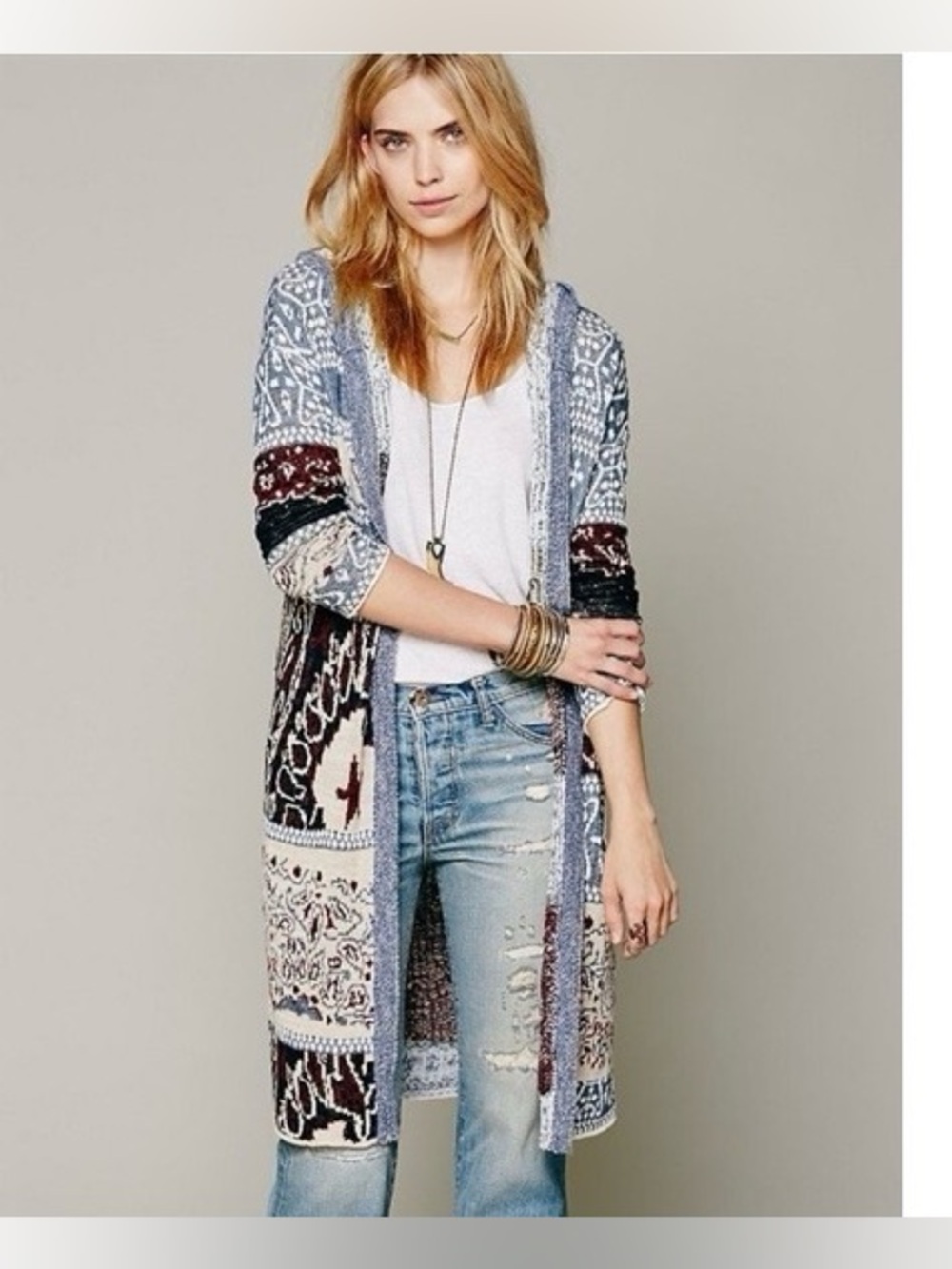 Free People Americana Full Length Cardigan, Size Medium